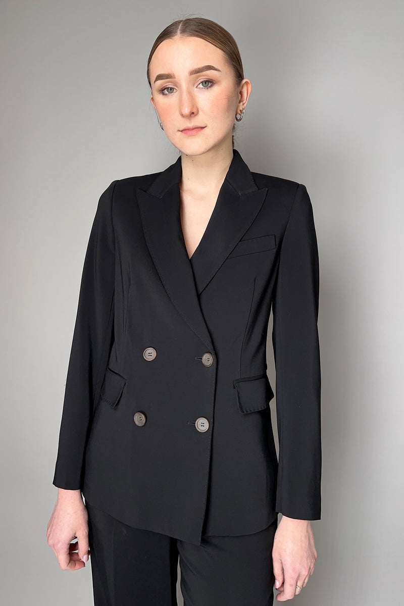 Lorena Antoniazzi Classic Double Breasted Viscose Blazer in Black Vancouver. Shop Online or in Store.
