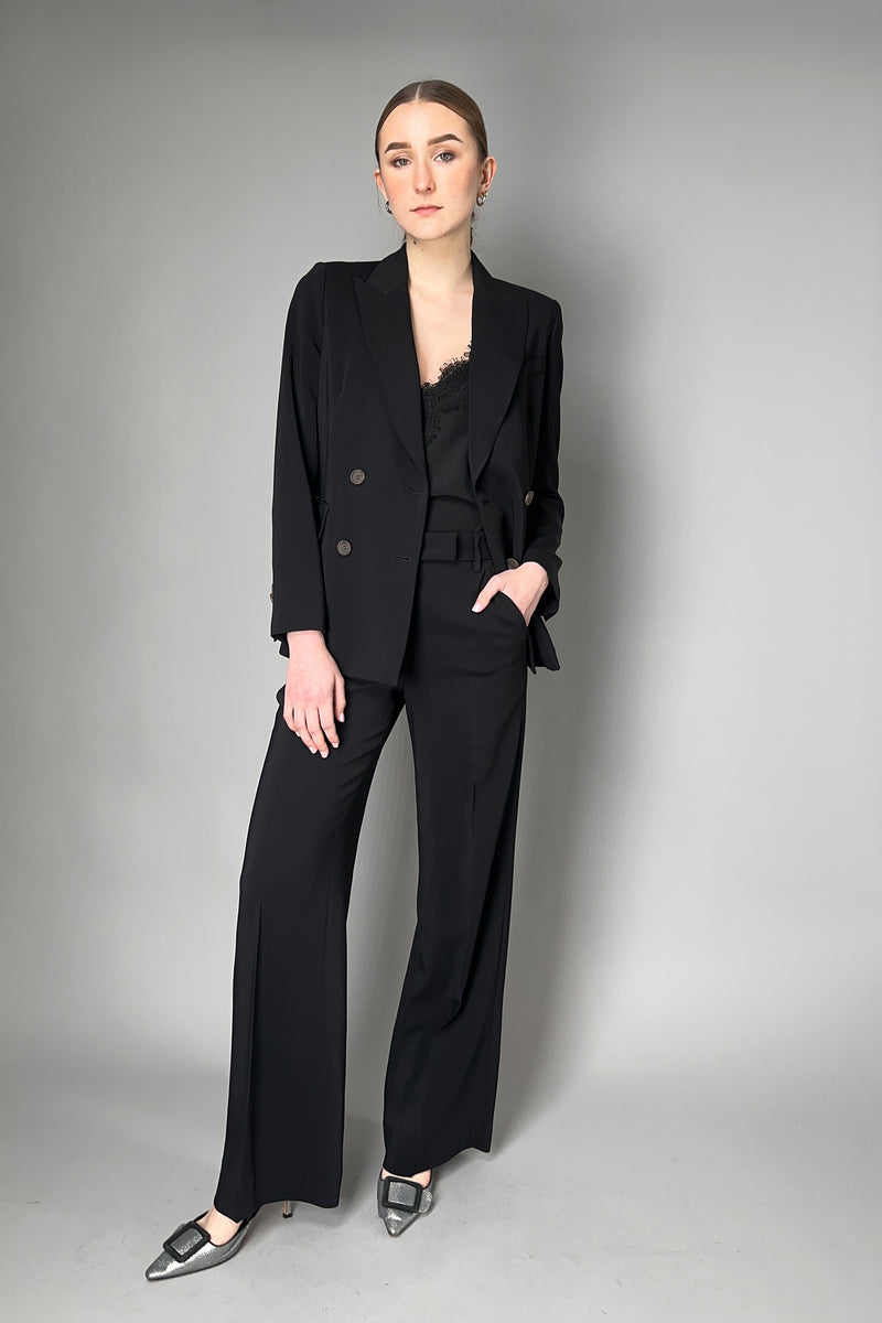 Lorena Antoniazzi Classic Double Breasted Viscose Blazer in Black- Ashia Mode- Vancouver, BC