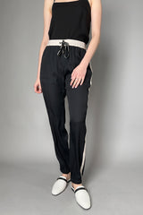 Lorena Antoniazzi Silk Jogger Pants in Black and Beige Vancouver. Shop Online or in Store.