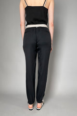 Lorena Antoniazzi Silk Jogger Pants in Black and Beige Vancouver. Shop Online or in Store.