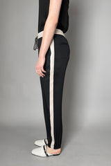 Lorena Antoniazzi Silk Jogger Pants in Black and Beige Vancouver. Shop Online or in Store.
