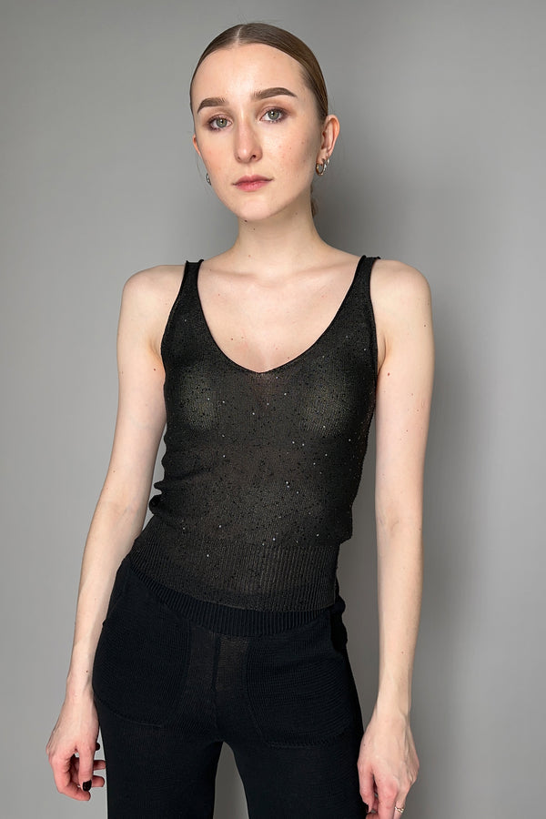 Lorena Antoniazzi Sequin Knit Camisole in Black