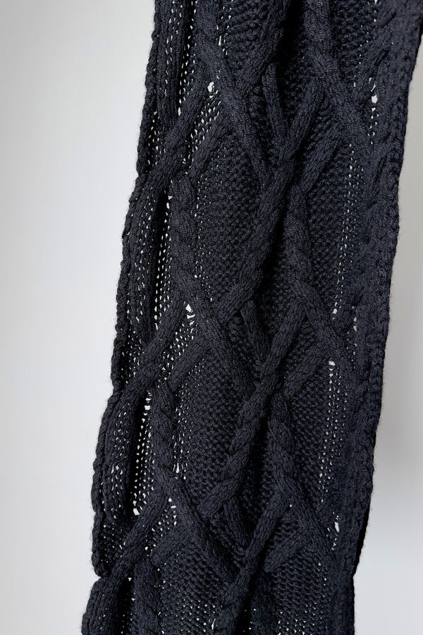 Lorena Antoniazzi Cashmere Cable Knit Scarf in Black- Ashia Mode- Vancouver, BC
