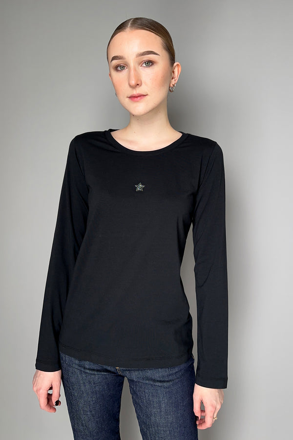 Lorena Antoniazzi Cotton Stretch Long Sleeve Shirt in Black