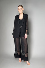 Lorena Antoniazzi Silk Chiffon Pants with Lace Detail in Black