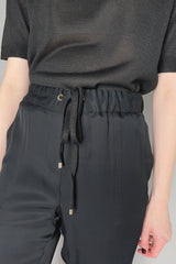 Lorena Antoniazzi Silk Pull-On Pants in Black Vancouver. Shop Online or in Store.