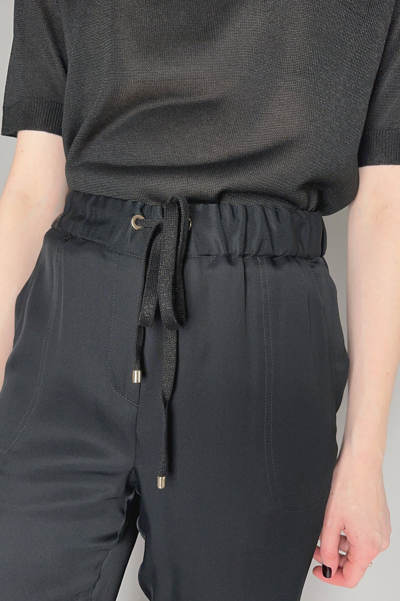 Lorena Antoniazzi Silk Pull-On Pants in Black Vancouver. Shop Online or in Store.