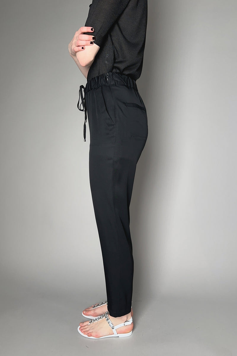 Lorena Antoniazzi Silk Pull-On Pants in Black Vancouver. Shop Online or in Store.