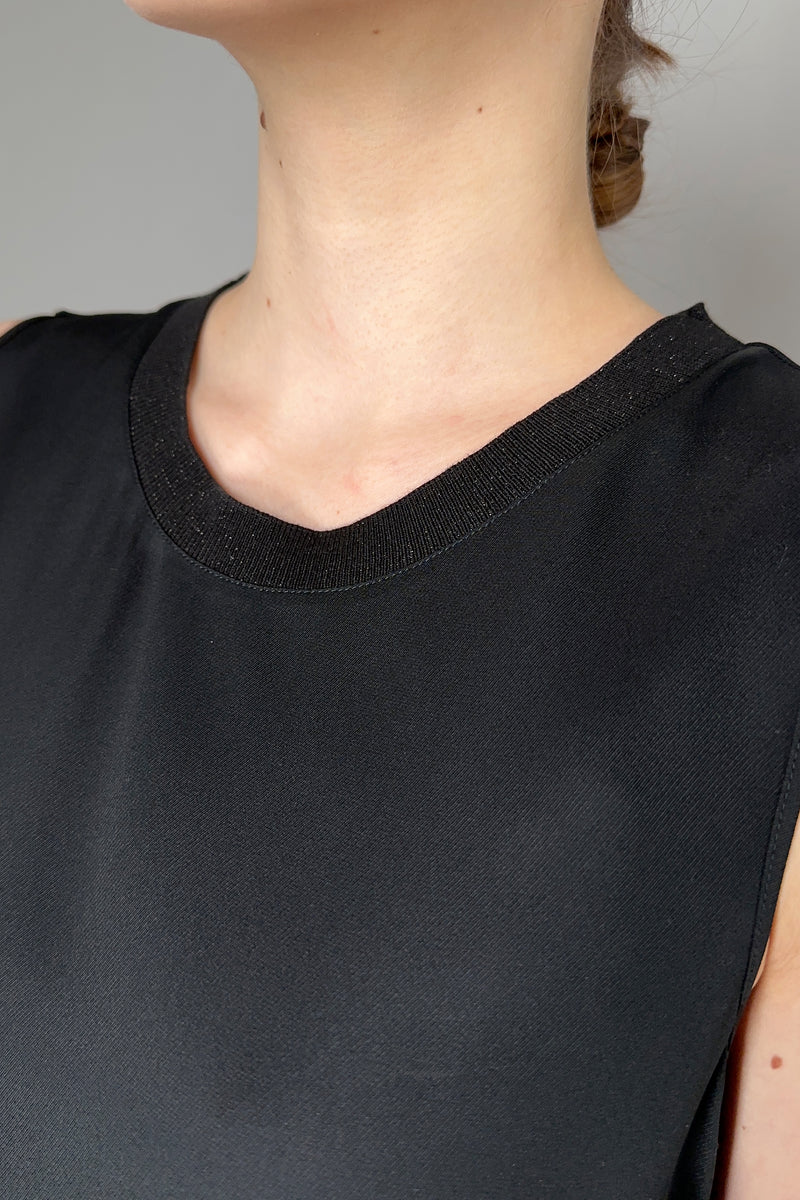 Lorena Antoniazzi Silk Tank Top with Knit Collar in Black- Ashia Mode- Vancouver, BC