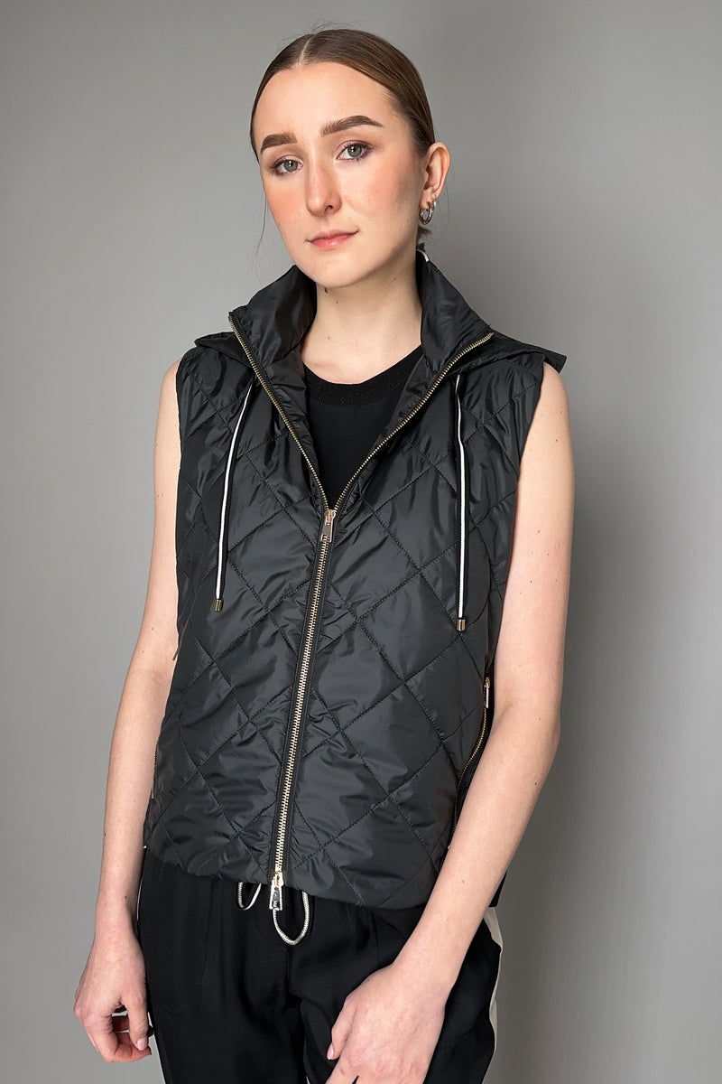 Lorena Antoniazzi Hooded Padded Vest in Black- Ashia Mode- Vancouver, BC