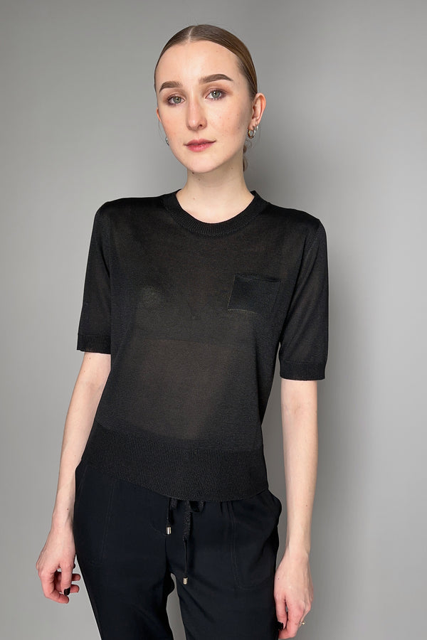 Lorena Antoniazzi Liquid Drape T-Shirt in Black