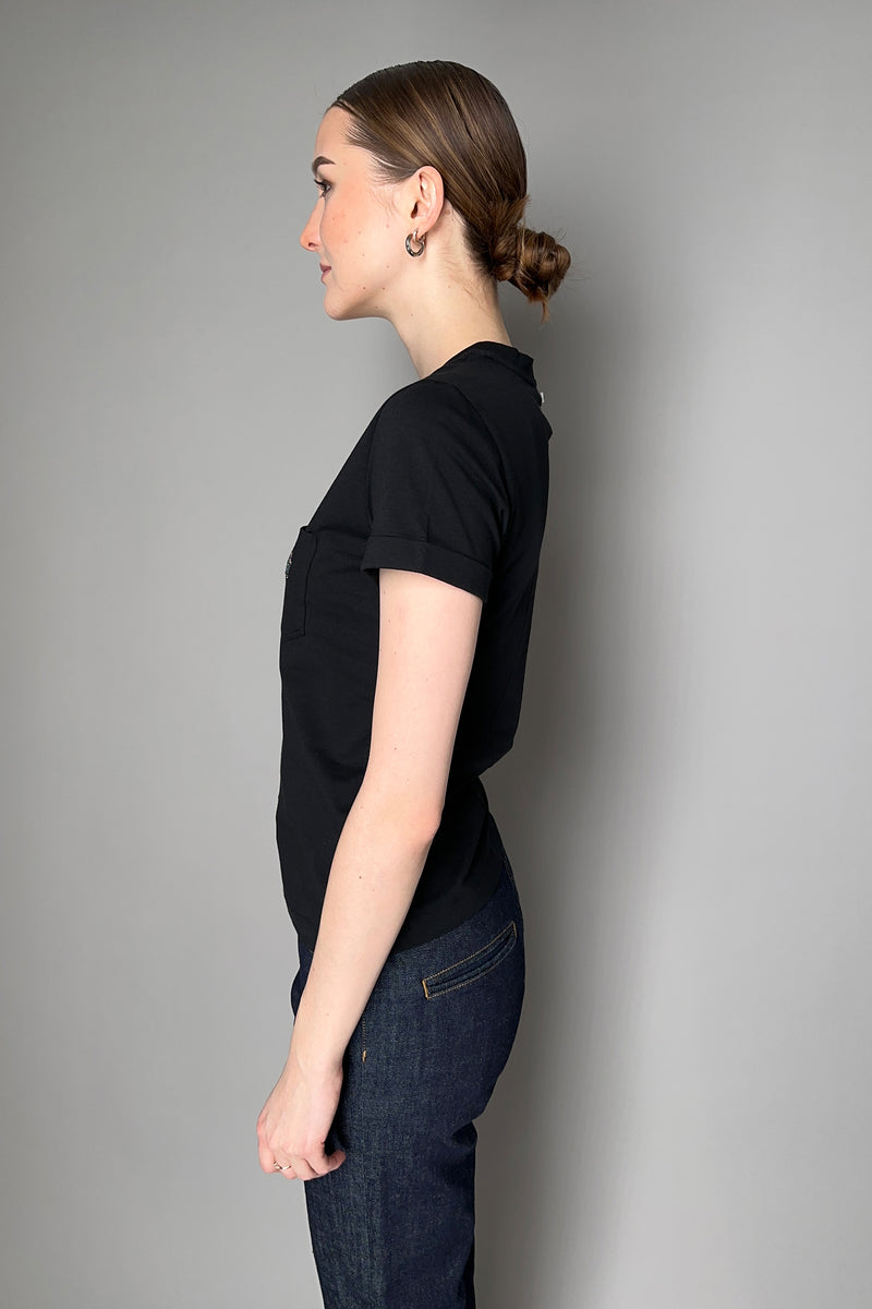 Lorena Antoniazzi V-Neck Cotton T-Shirt in Black