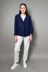 Lorena Antoniazzi Double Breasted Jacket in Navy Vancouver. Shop Online or in Store.