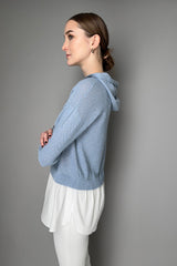 Lorena Antoniazzi Sequin Hoodie with Layer Effect Cotton Shirt in Blue