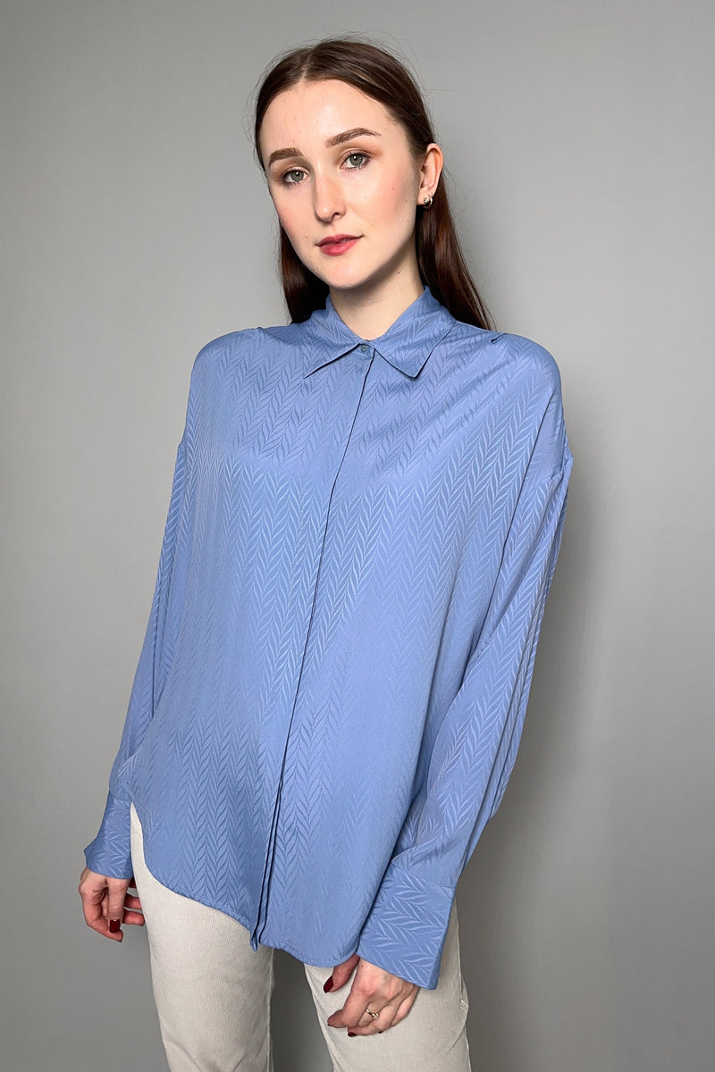 Lorena Antoniazzi Tonal Pattern Shirt in Light Blue - Ashia Mode - Vancouver BC