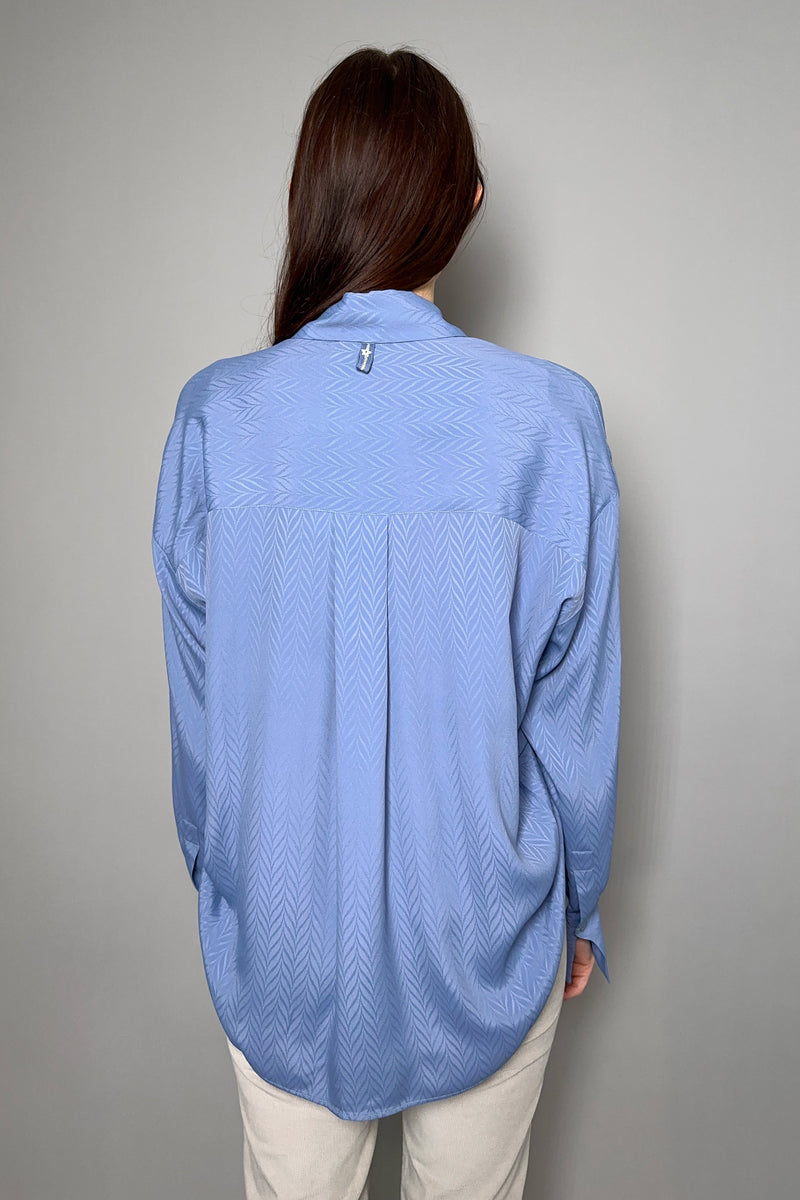 Lorena Antoniazzi Tonal Pattern Shirt in Light Blue - Ashia Mode - Vancouver BC