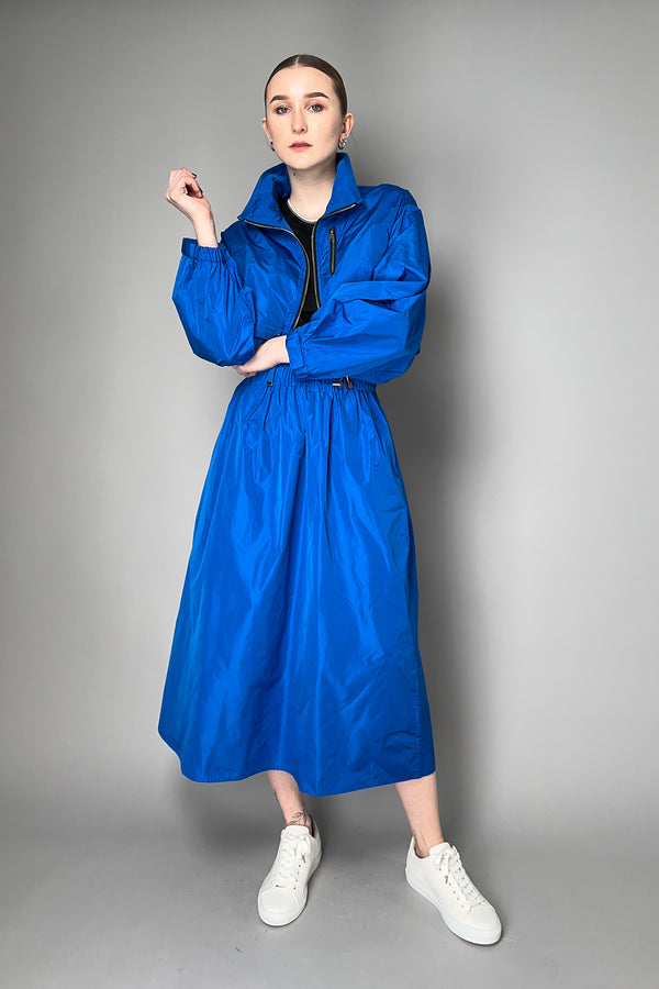 Lorena Antoniazzi Cropped Taffetta Jacket in Azure Blue Vancouver. Shop Online or in Store.