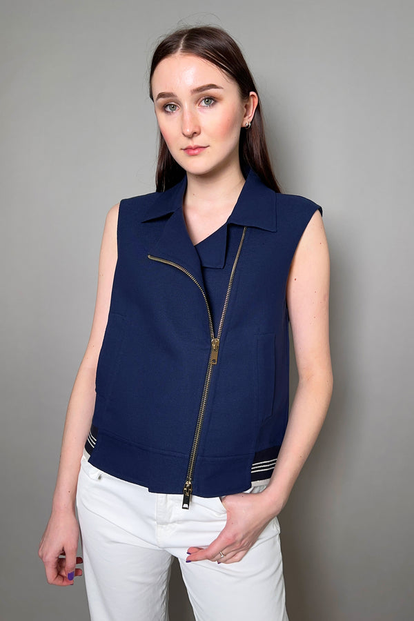 Lorena Antoniazzi Zip Vest with Collar in Navy