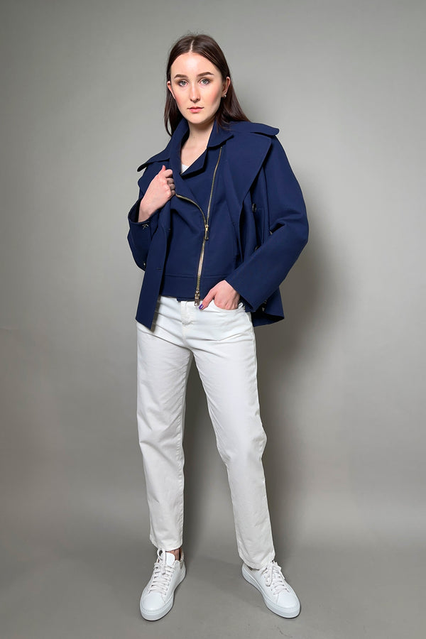 Lorena Antoniazzi Zip Vest with Collar in Navy