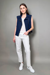 Lorena Antoniazzi Zip Vest with Collar in Navy