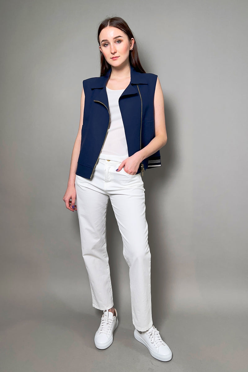 Lorena Antoniazzi Zip Vest with Collar in Navy