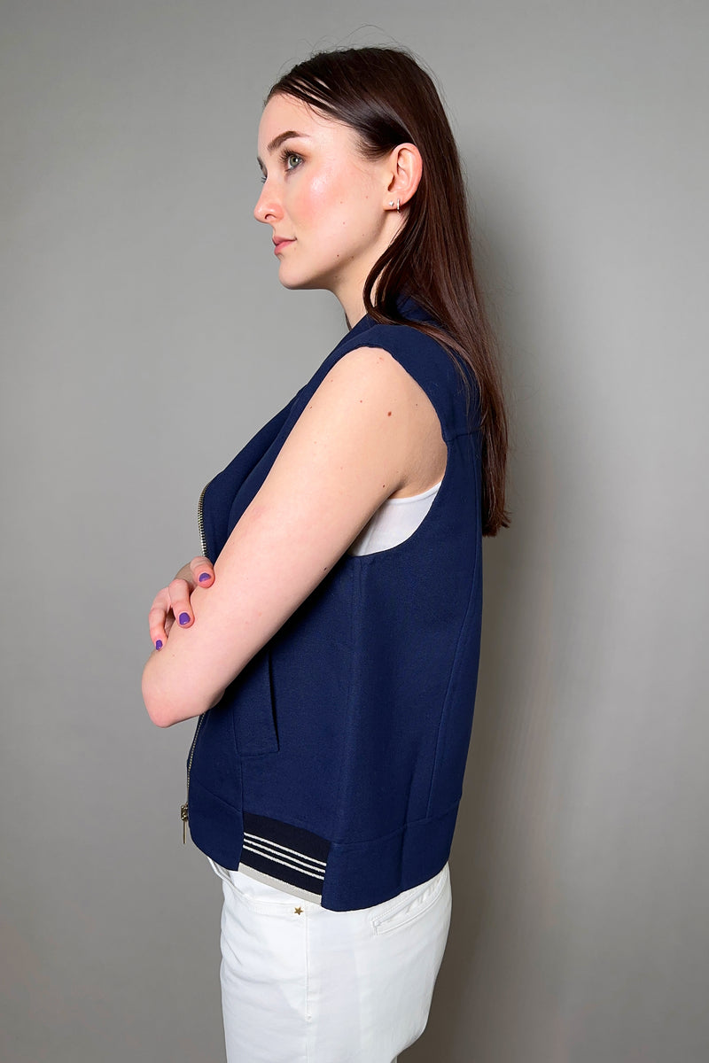 Lorena Antoniazzi Zip Vest with Collar in Navy