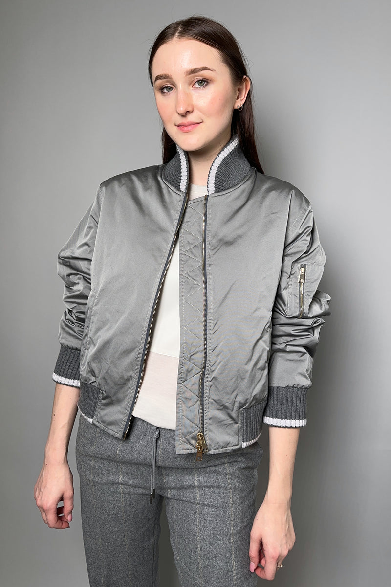 Lorena Antoniazzi Bomber Jacket with Knit Details in Slate