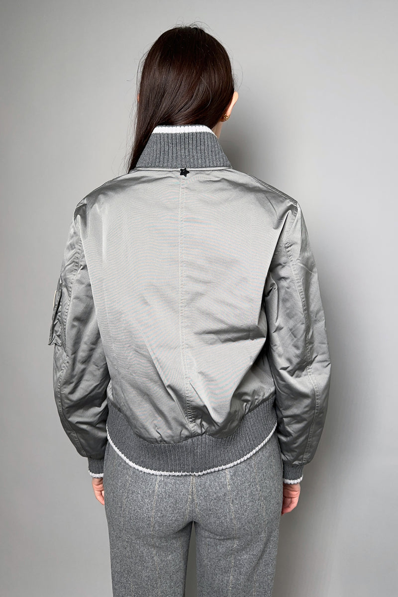 Lorena Antoniazzi Bomber Jacket with Knit Details in Slate
