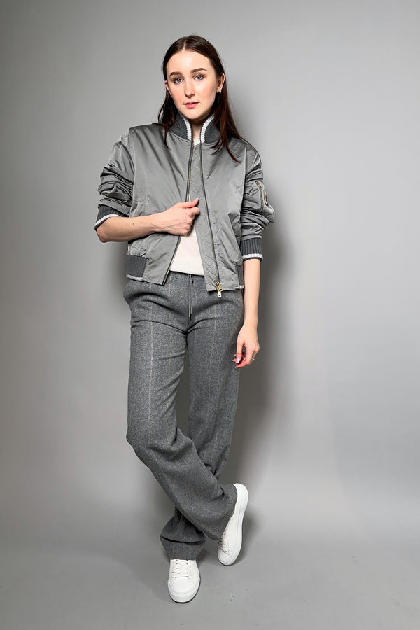 Fabiana Filippi Pinstripe Wool Drawstring Trousers in Grey Melange