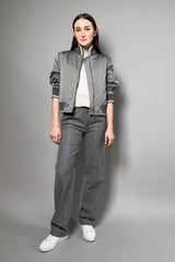 Lorena Antoniazzi Bomber Jacket with Knit Details in Slate