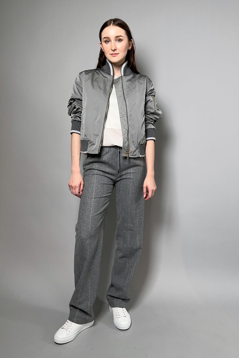 Lorena Antoniazzi Bomber Jacket with Knit Details in Slate