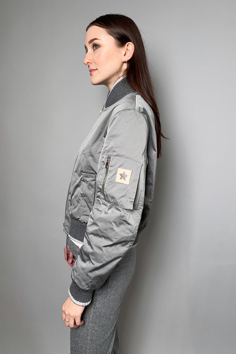 Lorena Antoniazzi Bomber Jacket with Knit Details in Slate