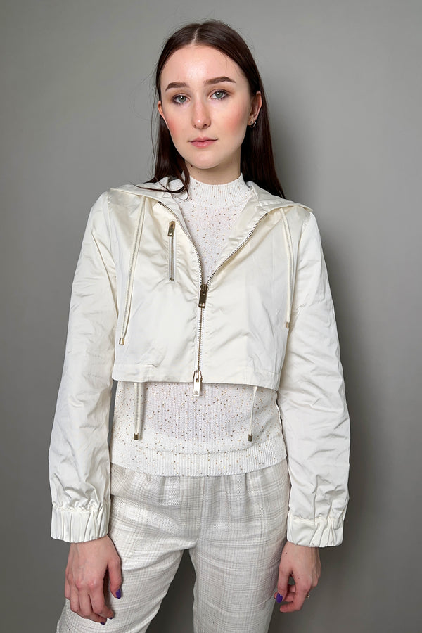 Lorena Antoniazzi Light Weight Taffeta Cropped Jacket in White - Ashia Mode - Vancouver