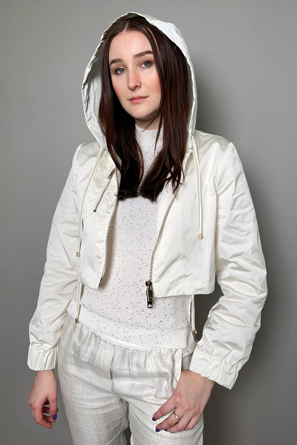 Lorena Antoniazzi Light Weight Taffeta Cropped Jacket in White - Ashia Mode - Vancouver