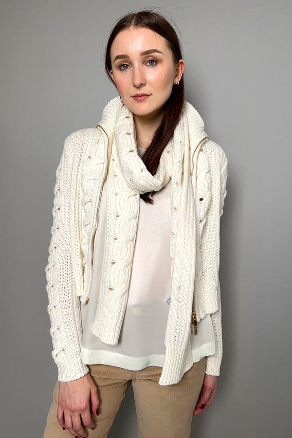 Lorena Antoniazzi Cable Knit Scarf in Off White Vancouver. Shop Online or in Store.