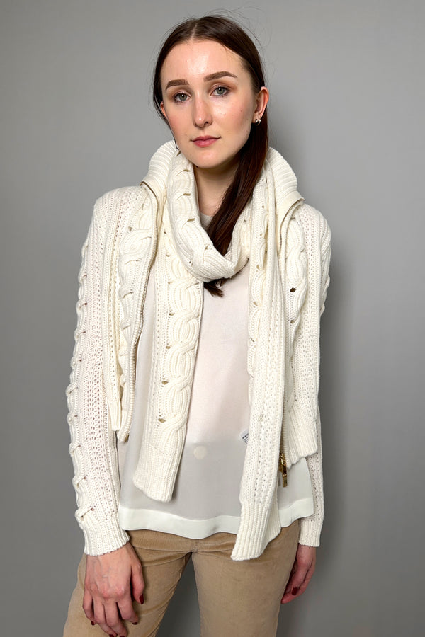 Lorena Antoniazzi Cable Knit Scarf in Off White