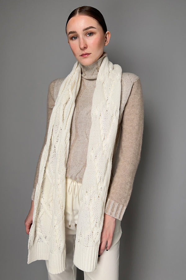Lorena Antoniazzi Cashmere Cable Knit Scarf in Off-White Vancouver. Shop Online or in Store.