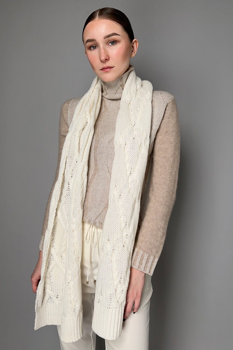 Lorena Antoniazzi Cashmere Cable Knit Scarf in Off-White Vancouver. Shop Online or in Store.