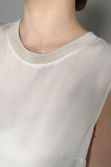 Lorena Antoniazzi Silk Tank Top with Knit Collar in White Vancouver. Shop Online or in Store. 