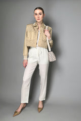 Lorena Antoniazzi Silk Pull-On Pants in Off-White