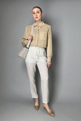 Lorena Antoniazzi Silk Pull-On Pants in Off-White