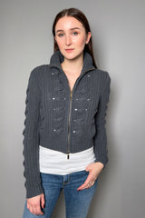 Lorena Antoniazzi Cable Knit Cardigan in Charcoal Grey - Ashia Mode - Vancouver, BC