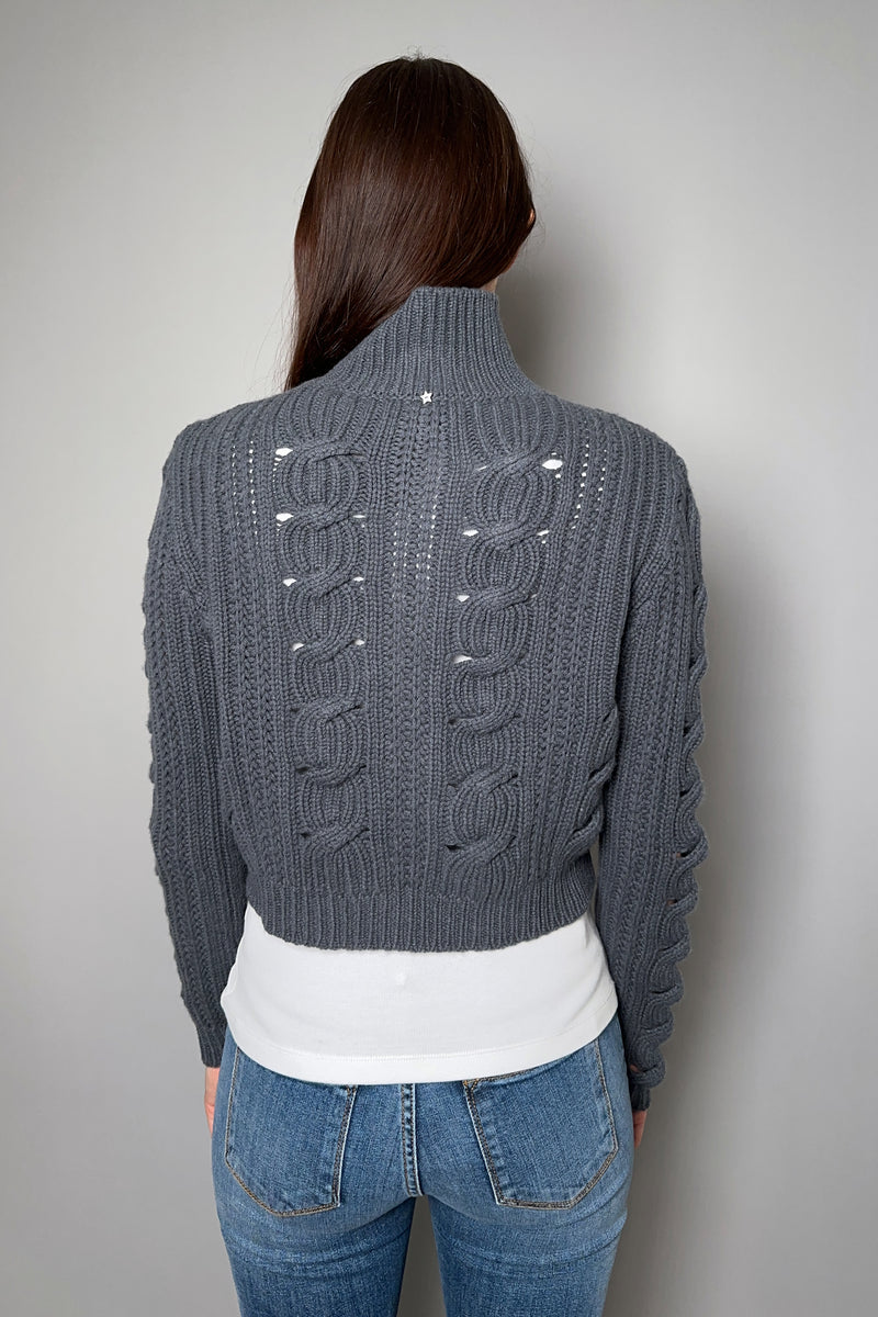 Lorena Antoniazzi Cable Knit Cardigan in Charcoal Grey - Ashia Mode - Vancouver, BC