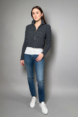 Lorena Antoniazzi Cable Knit Cardigan in Charcoal Grey - Ashia Mode - Vancouver, BC