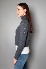 Lorena Antoniazzi Cable Knit Cardigan in Charcoal Grey - Ashia Mode - Vancouver, BC