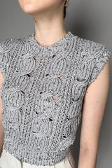 Lorena Antoniazzi Sequin Cable Knit Sleeveless Top in Grey