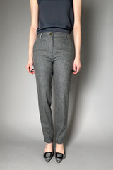 Lorena Antoniazzi Wool Flannel Pants in Grey Melange- Ashia Mode- Vancouver, BC