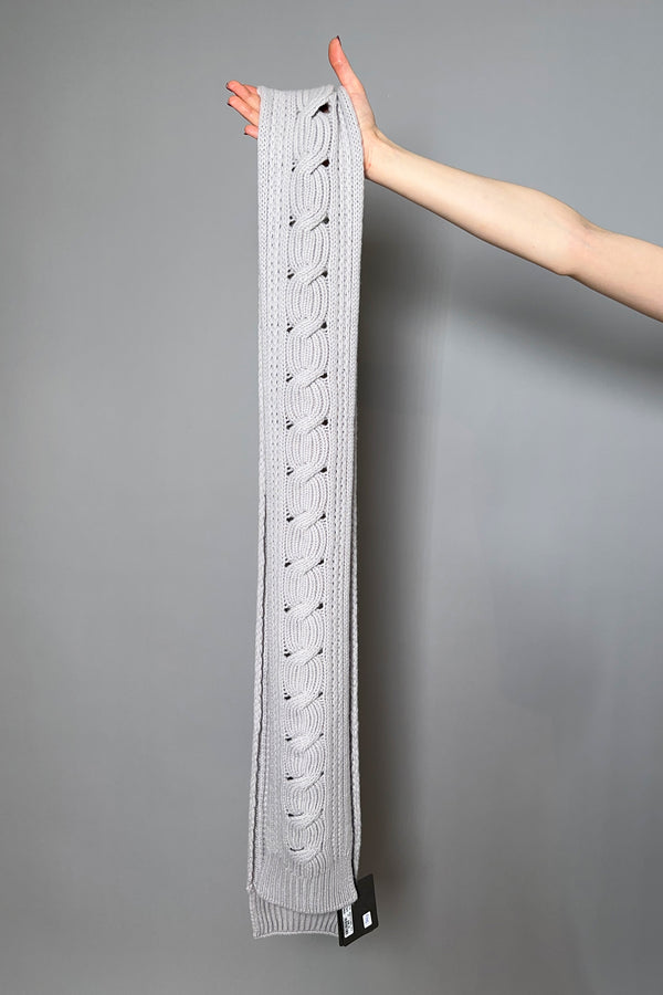 Lorena Antoniazzi Cable Knit Scarf in Light Grey Vancouver. Shop Online or in Store.