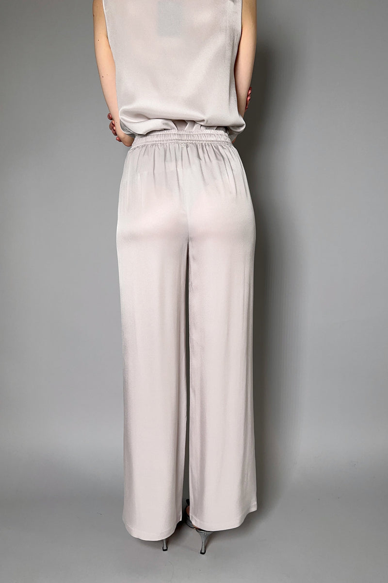 Lorena Antoniazzi Wide Silk Jogger Pants in Light Grey