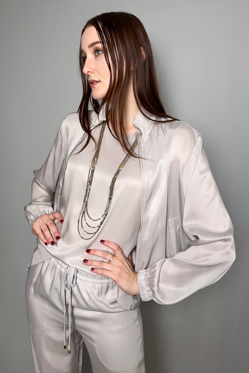 Lorena Antoniazzi Light Weight Silk Jacket in Light Grey